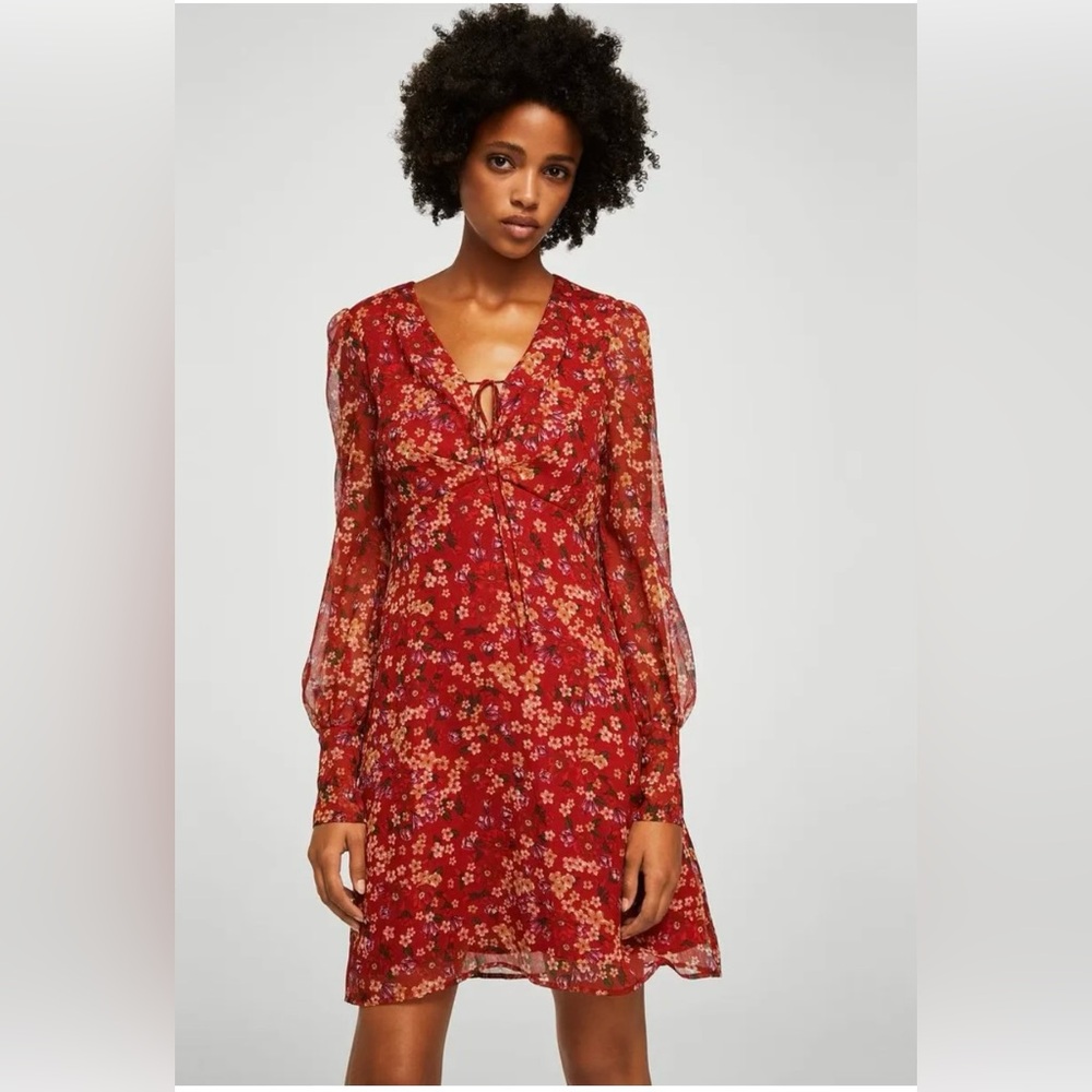 Mango summer red flowers dress
